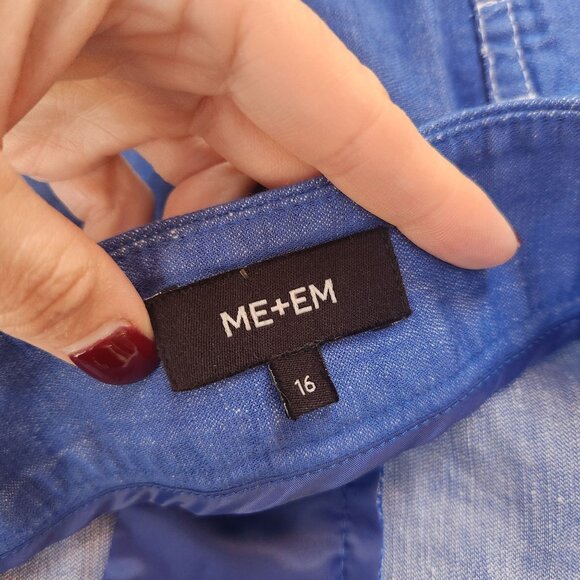 ME&EM Blue Wide Leg Trousers Pants Linen Blend Beachy Women's 16 - Picture 5 of 9